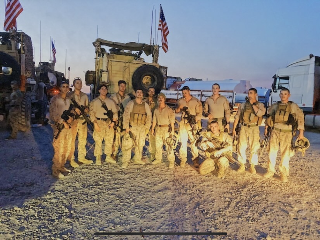 Convoy staging at dusk